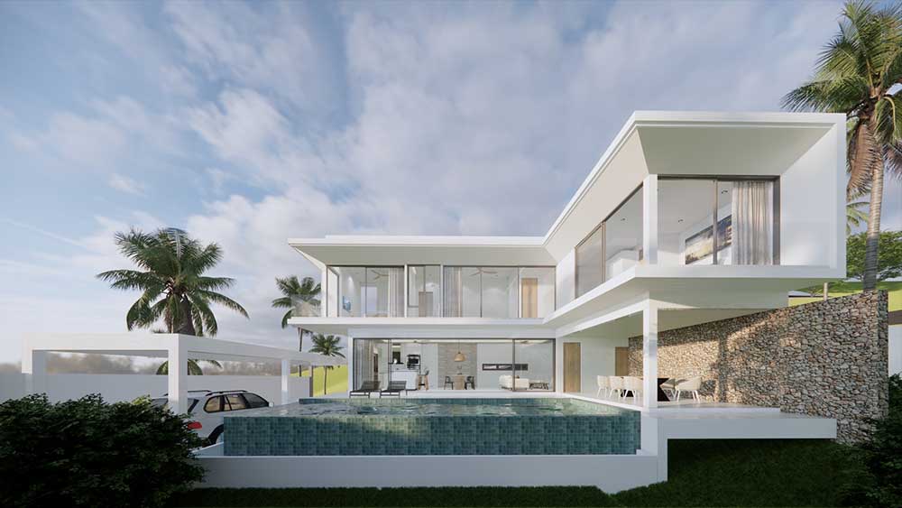 New 3-Bed Contemporary Mountain View Villas, near Chaweng Noi Beach